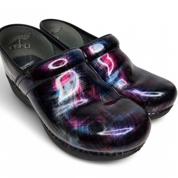 Dansko Professional XP 2.0 Patent Leather Clogs Women's Brushstroke Pattern 40 - Picture 1 of 8